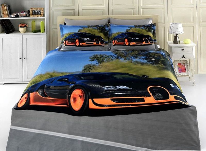 Комплект постельного белья Бамбук 3D Digital VS Real car арт.44