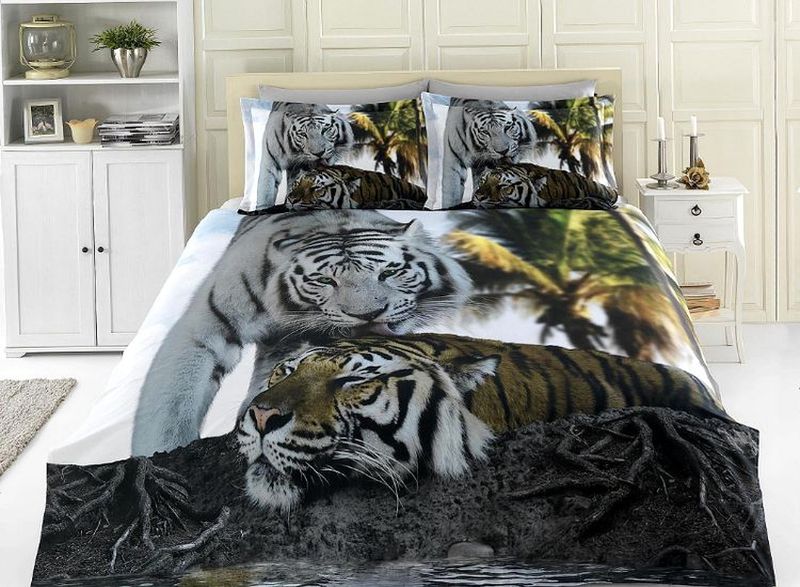 Комплект постельного белья Бамбук 3D Digital VS Grey tiger арт.45