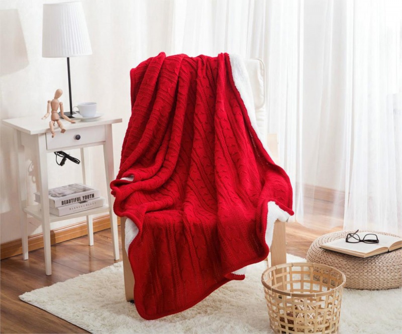 Плед Knitted|Sherpa арт.07 красный