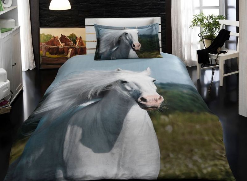 Комплект постельного белья Бамбук 3D Digital VS Lovely horse код.07