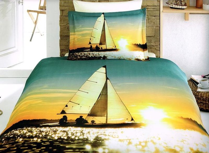 Комплект постельного белья Бамбук 3D Digital VS Sailing код.01