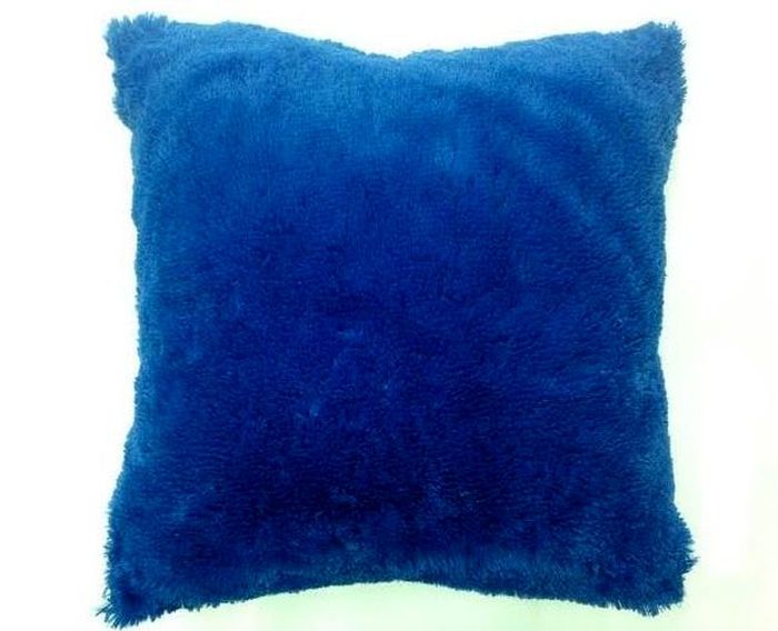 Декоративная подушка Мех "Лама" синяя
